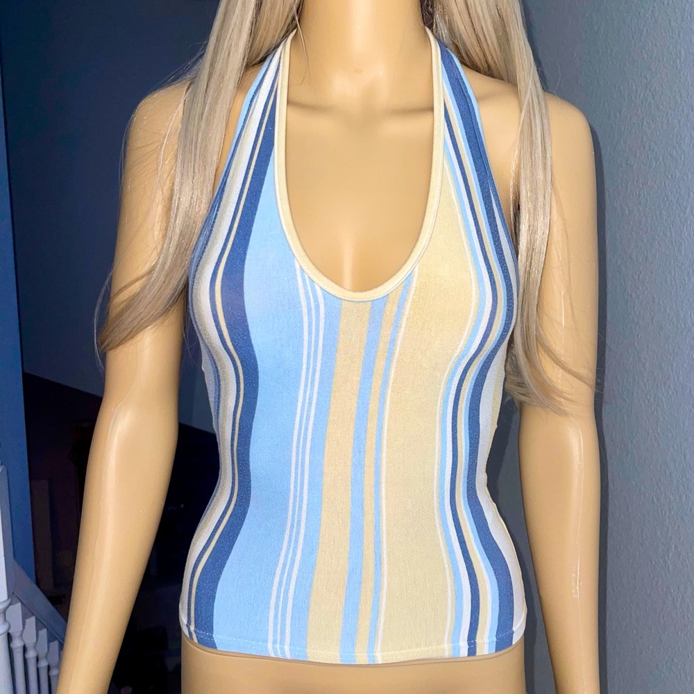 Striped retro halter top